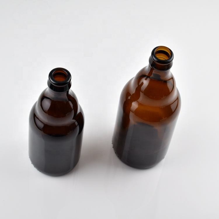 330ml dark amber steinie bottle with easy open crown cap stubby beer bottle