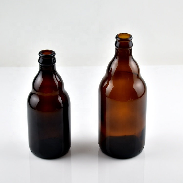 330ml dark amber steinie bottle with easy open crown cap stubby beer bottle