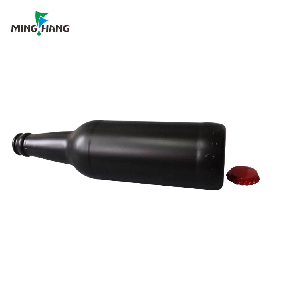330ml frosted black glass bottle 500ml amber beer glass bottle with metal cap
