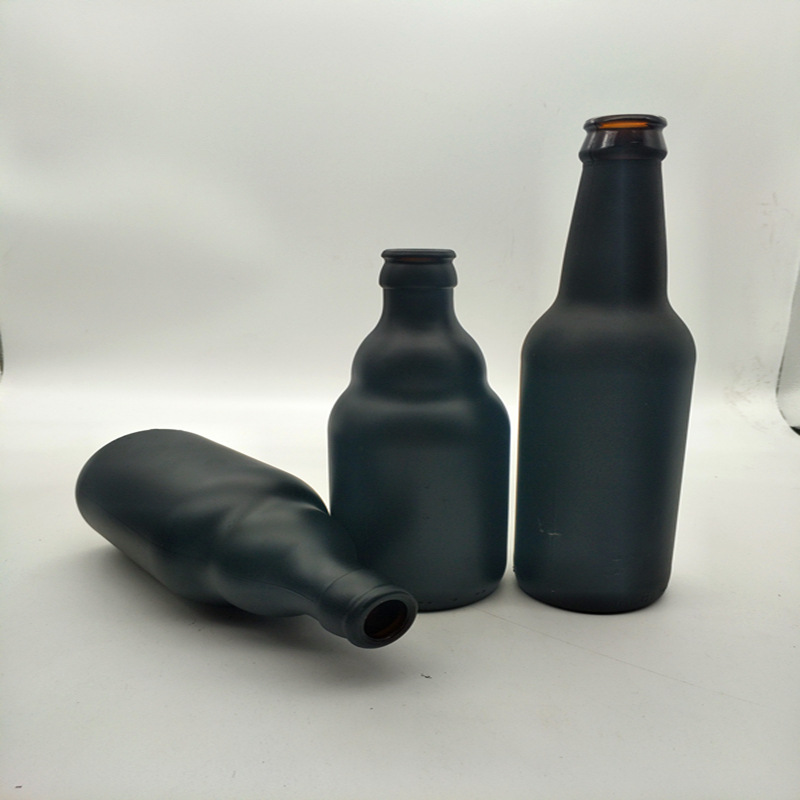 330ml matte painted black glass beer bottles