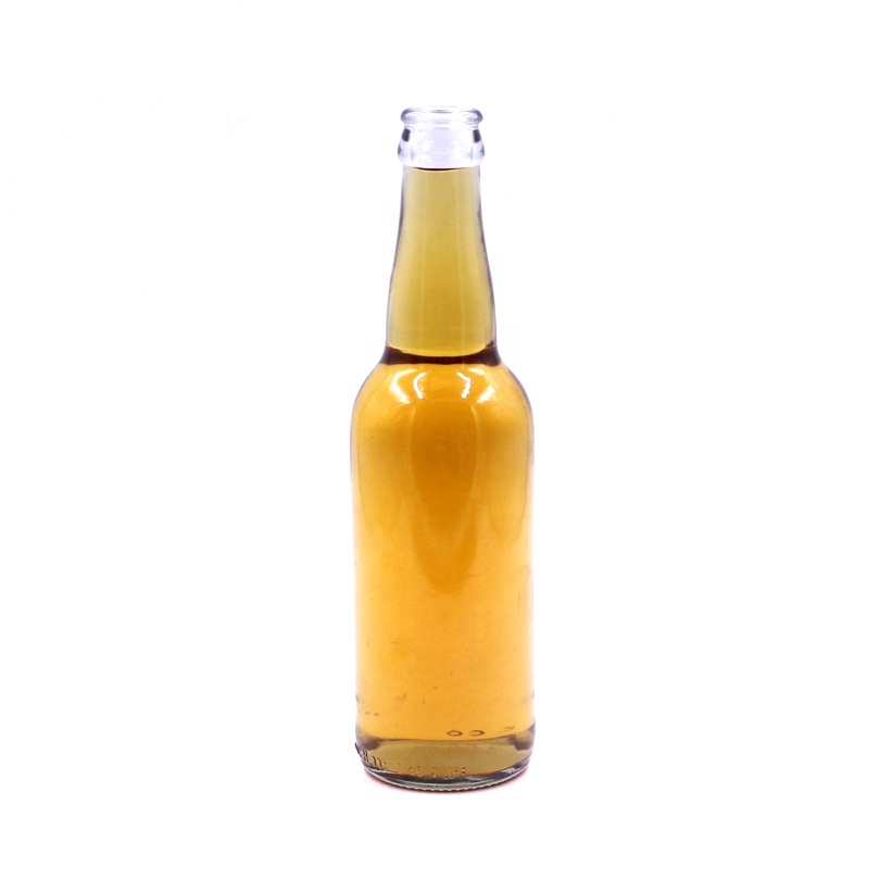 330ml transparent clear flint beer sparking water carbonated drink crown cap glass bottle