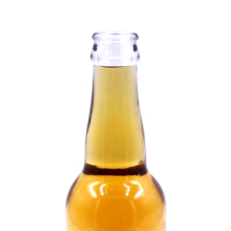 330ml transparent clear flint beer sparking water carbonated drink crown cap glass bottle