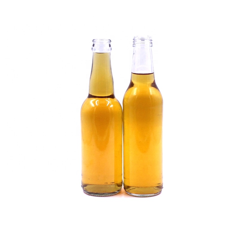 330ml transparent clear flint beer sparking water carbonated drink crown cap glass bottle