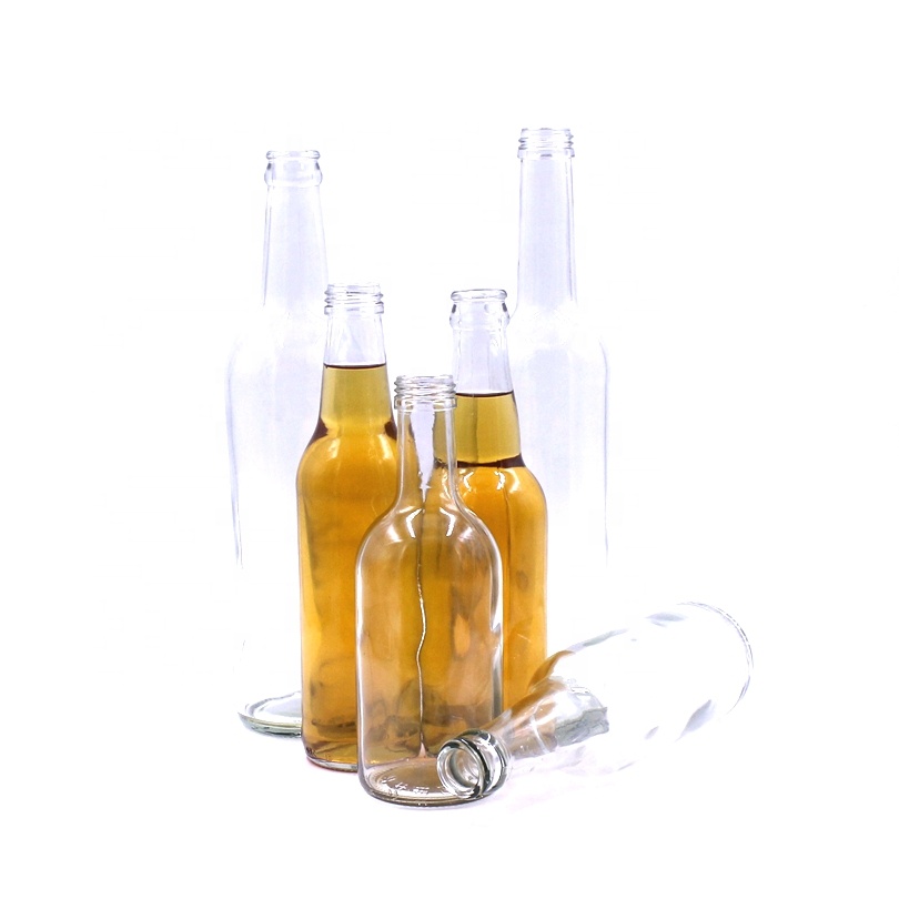 330ml transparent clear flint beer sparking water carbonated drink crown cap glass bottle