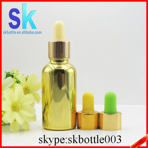 330pcs 30ml Gold Aluminum Cheap Gold Luxury Glass Dropper Bottles Black 1oz Customized Glass Bottle