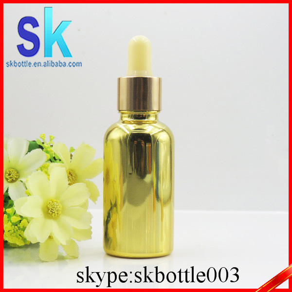 330pcs 30ml Gold Aluminum Cheap Gold Luxury Glass Dropper Bottles Black 1oz Customized Glass Bottle