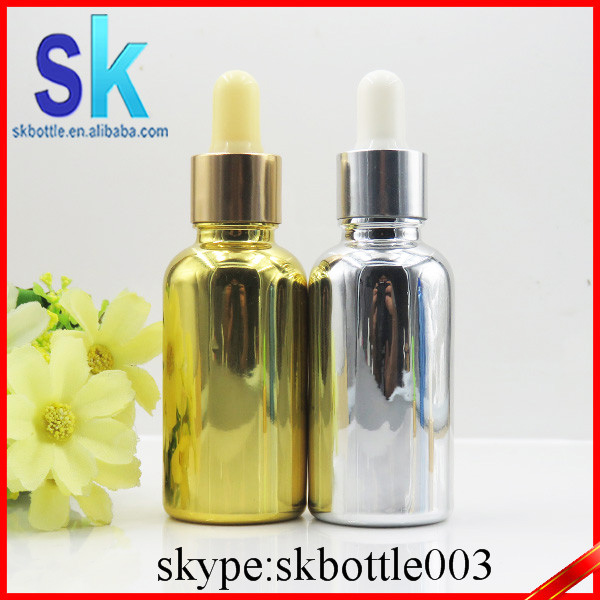 330pcs 30ml Gold Aluminum Cheap Gold Luxury Glass Dropper Bottles Black 1oz Customized Glass Bottle