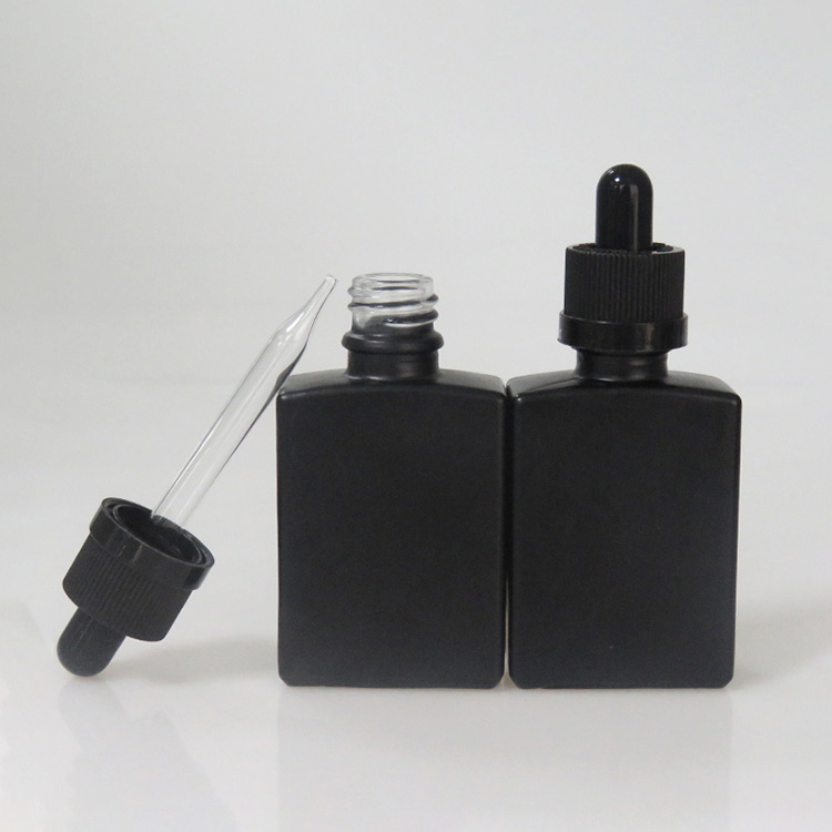 330pcs 30ml black matt rectangular glass bottle CBD oil glass bottle black square glass bottle