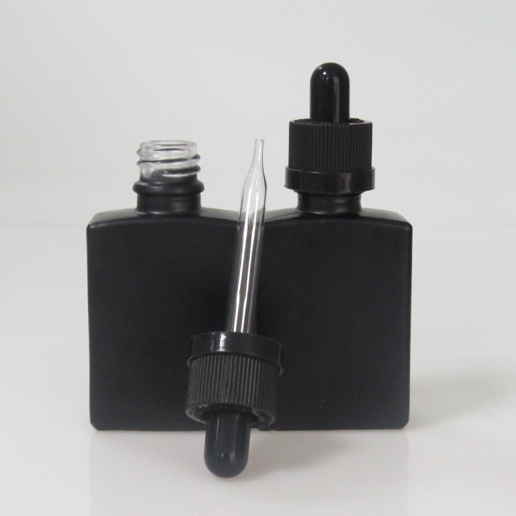330pcs 30ml black matt rectangular glass bottle CBD oil glass bottle black square glass bottle