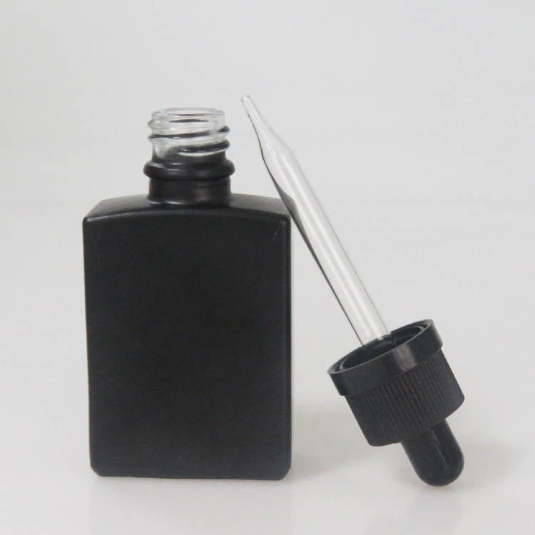330pcs 30ml black matt rectangular glass bottle CBD oil glass bottle black square glass bottle