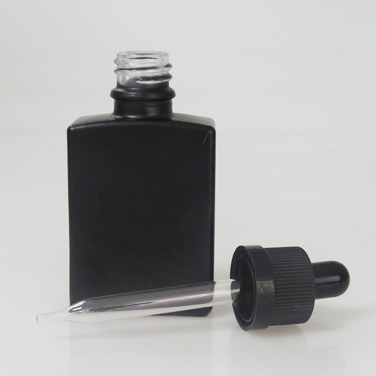 330pcs 30ml black matt rectangular glass bottle CBD oil glass bottle black square glass bottle