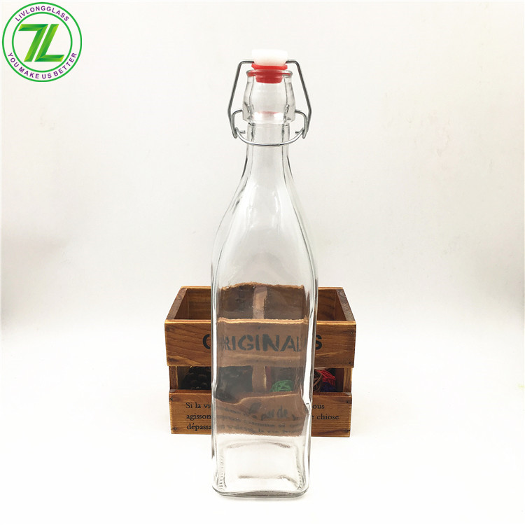 33oz 1000ml 1 Litre Glass Beverage Cold Press Juice Milk Bottle With Swing Top