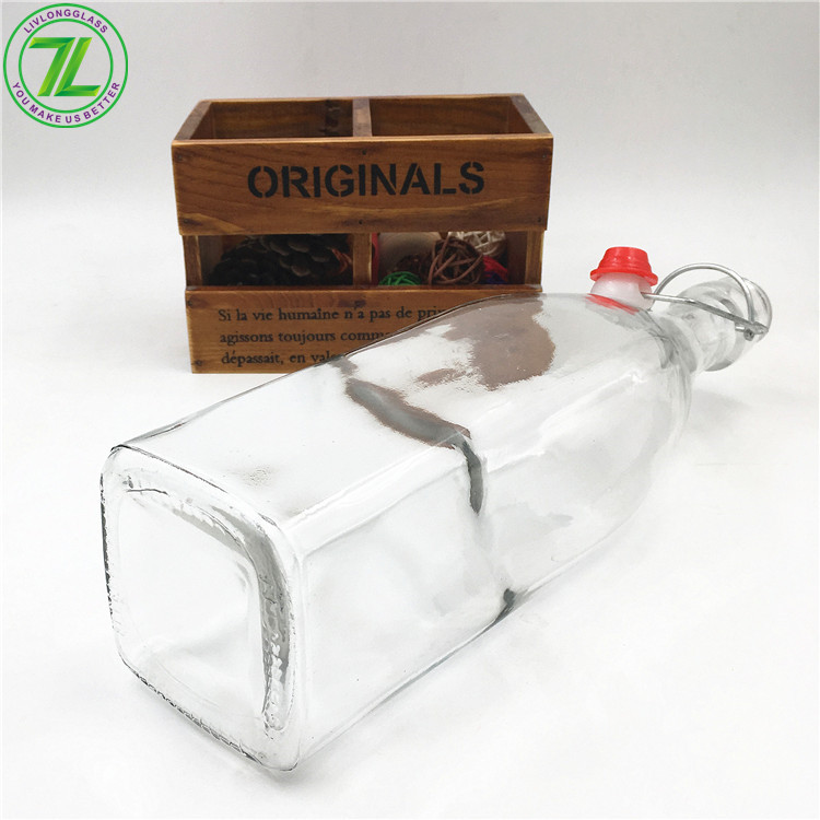 33oz 1000ml 1 Litre Glass Beverage Cold Press Juice Milk Bottle With Swing Top