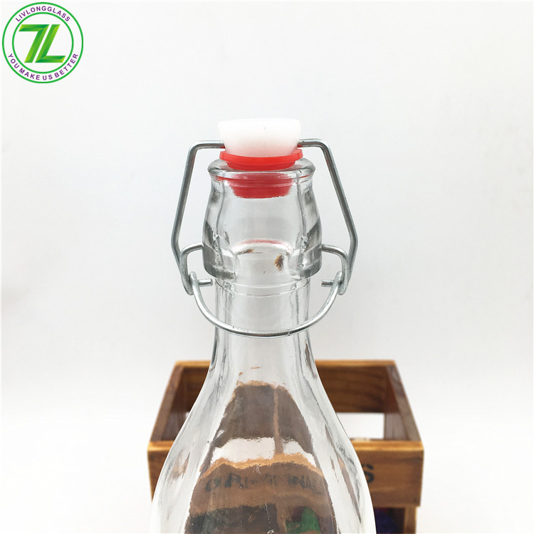 33oz 1000ml 1 Litre Glass Beverage Cold Press Juice Milk Bottle With Swing Top