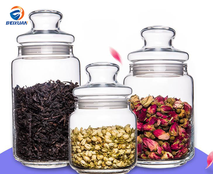 350-1300ml  Round Glass Bottle With Cap  Tea Storage Jars Glass Wholesale Glass Jars