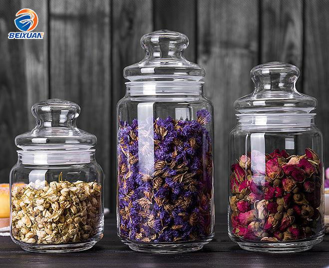 350-1300ml Round Glass Bottle With Cap Tea Storage Jars Glass Wholesale Glass Jars