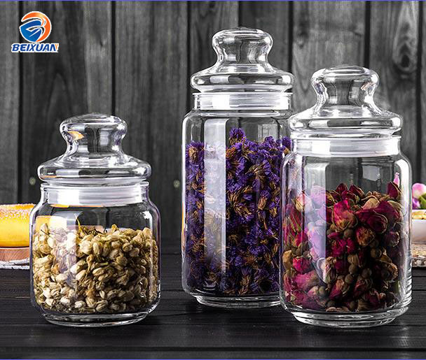 350-1300ml Round Glass Bottle With Cap Tea Storage Jars Glass Wholesale Glass Jars