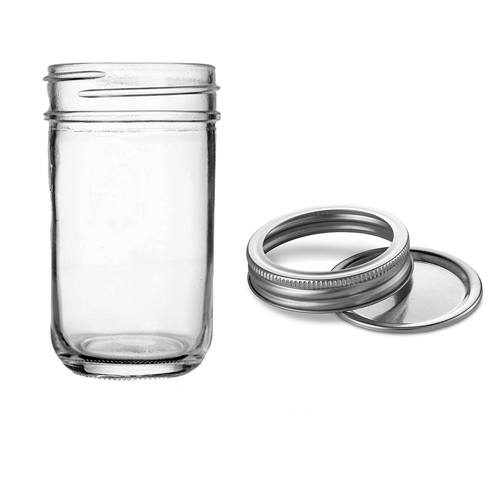 350 ml 12 oz Regular Mouth Glass Mason Jar for Salad Jams