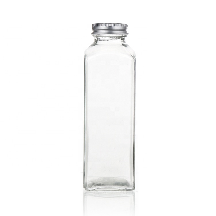 350 ml 420ml 500ml Square Milk Juce Glass Bottle Fruit Juice Glass Beverage Bottles