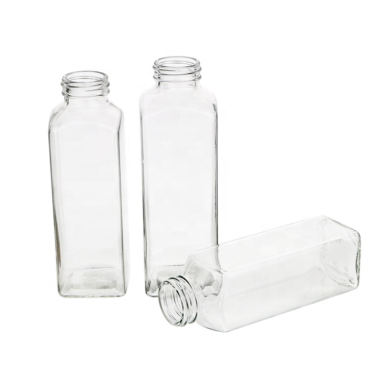 350 ml 420ml 500ml Square Milk Juce Glass Bottle Fruit Juice Glass Beverage Bottles