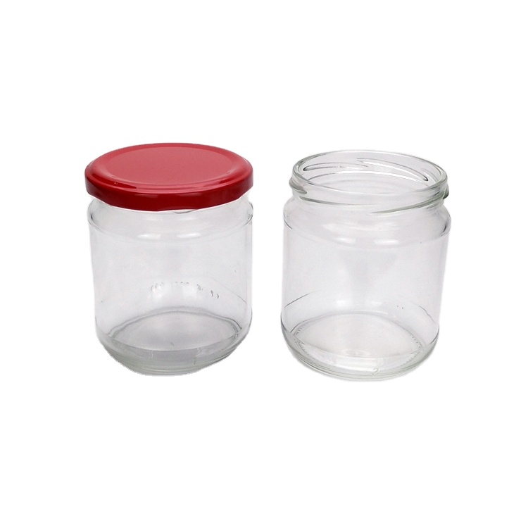 350ml 12oz round clear glass sauce jar canning food jar with metal lid wholesale