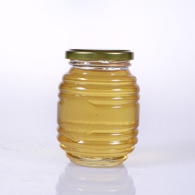 350ml 500g beehive shape glass jar for honey with metal lid