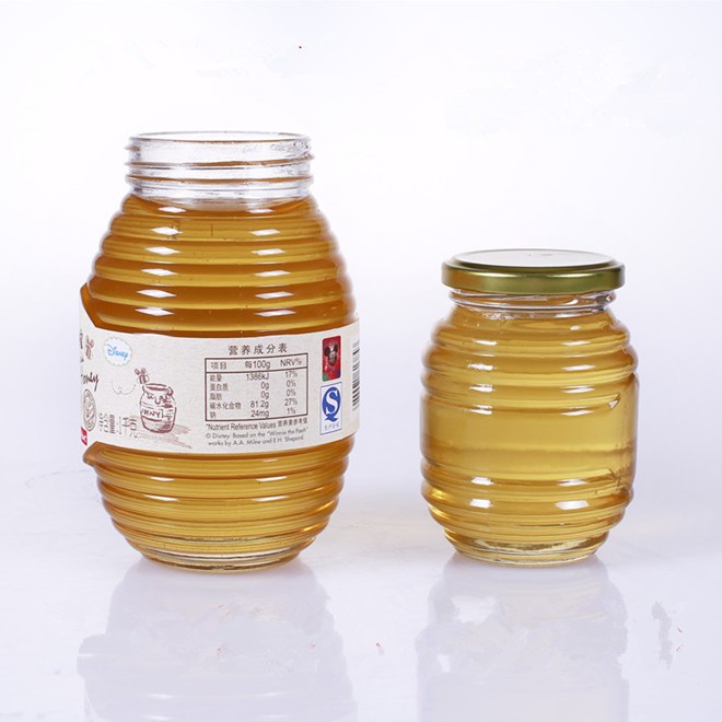 350ml 500g beehive shape glass jar for honey with metal lid