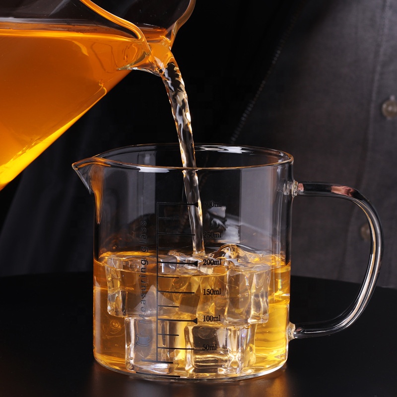 350ml 500ml 1000ml pyrex measuring drinking glass cup with bamboo lid