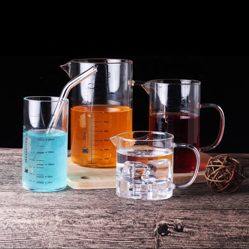 350ml 500ml 1000ml pyrex measuring drinking glass cup with bamboo lid