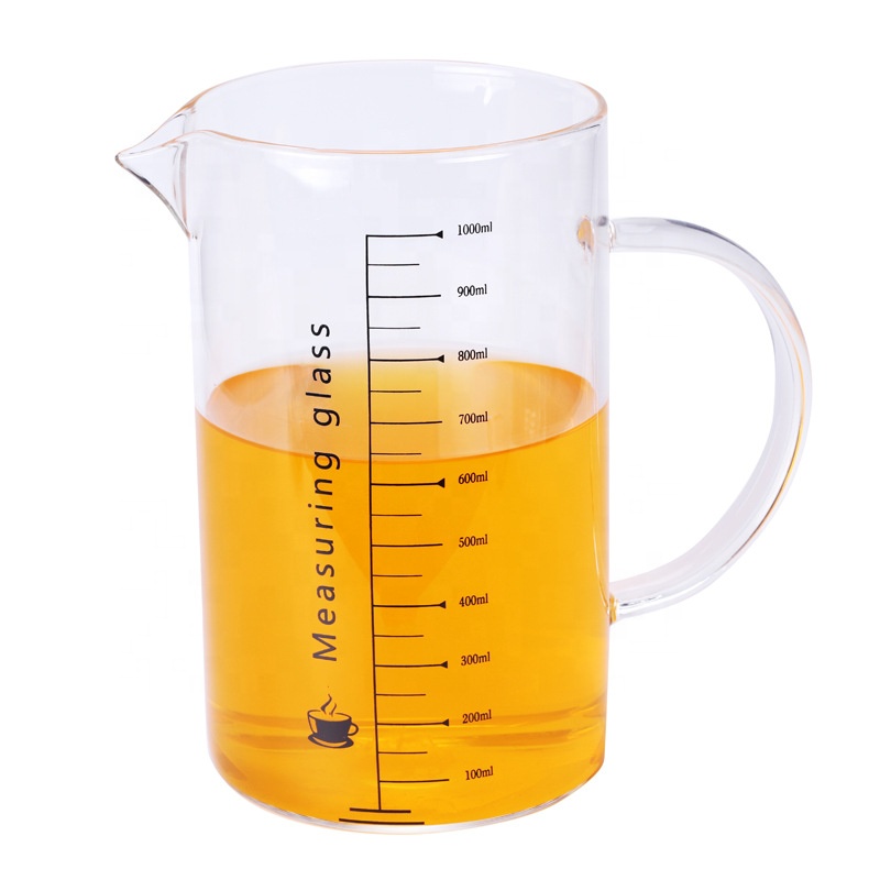 350ml 500ml 1000ml pyrex measuring drinking glass cup with bamboo lid