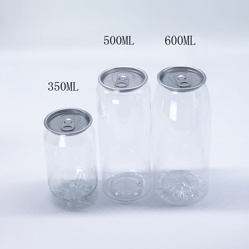 350ml 500ml 600ml Beverage drink package bottle PET container easy open plastic soda can easy open for cans