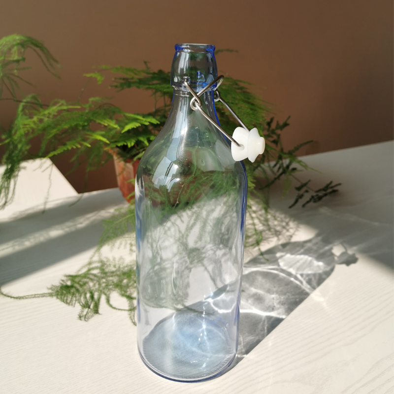 350ml/500ml /750ml / 1000ml swing top glass bottle for water beverage juice with leak proof cap
