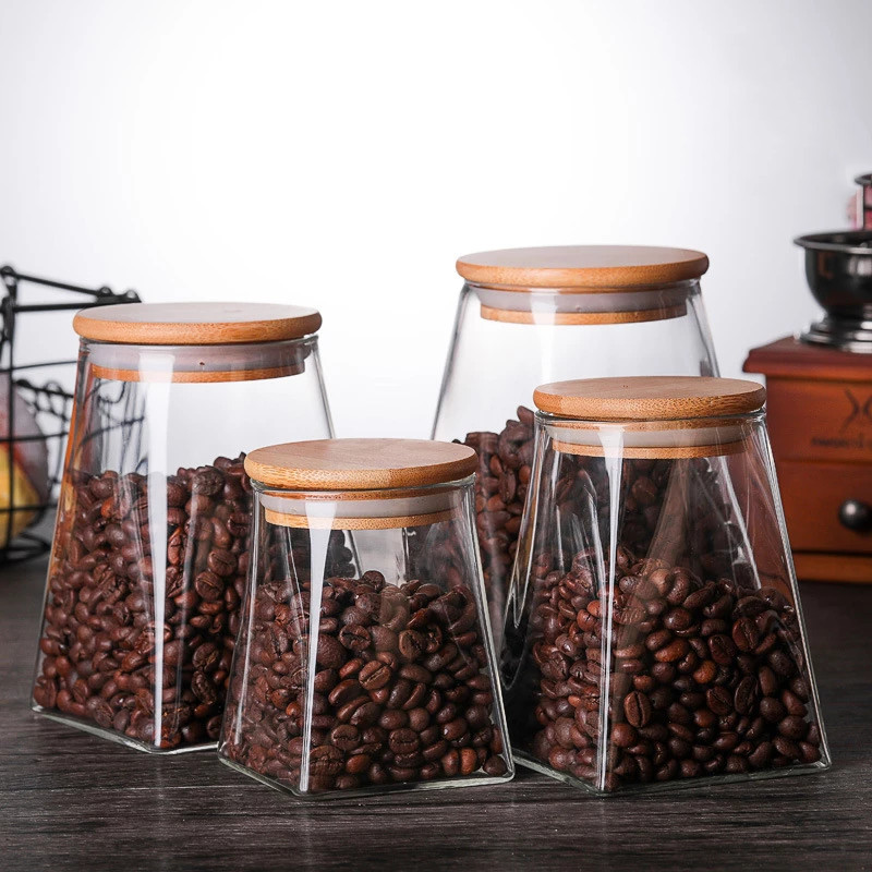 350ml/500ml/750ml/950ml Coffeetea Sugar Jar Glass Container Candy Jar Storage Container Kitchen Container Cover