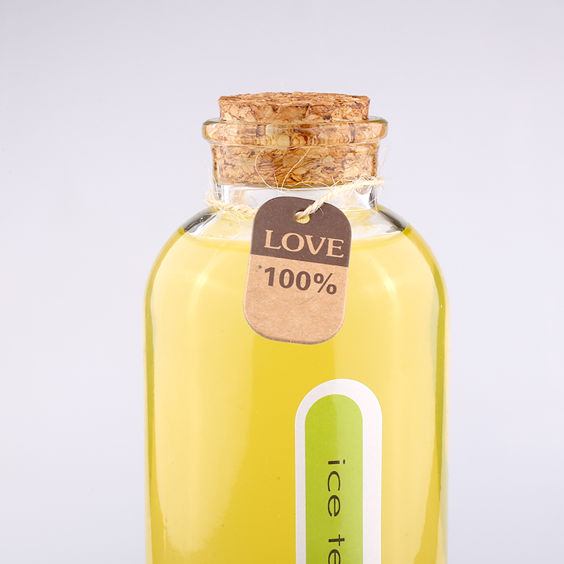 350ml 500ml Bubble Tea Glass Beverage Bottle With Cork Cap For Cold Pressed Juice Smoothies