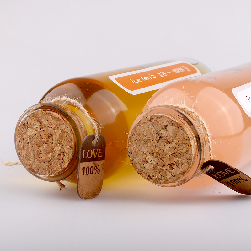 350ml 500ml Bubble Tea Glass Beverage Bottle With Cork Cap For Cold Pressed Juice Smoothies