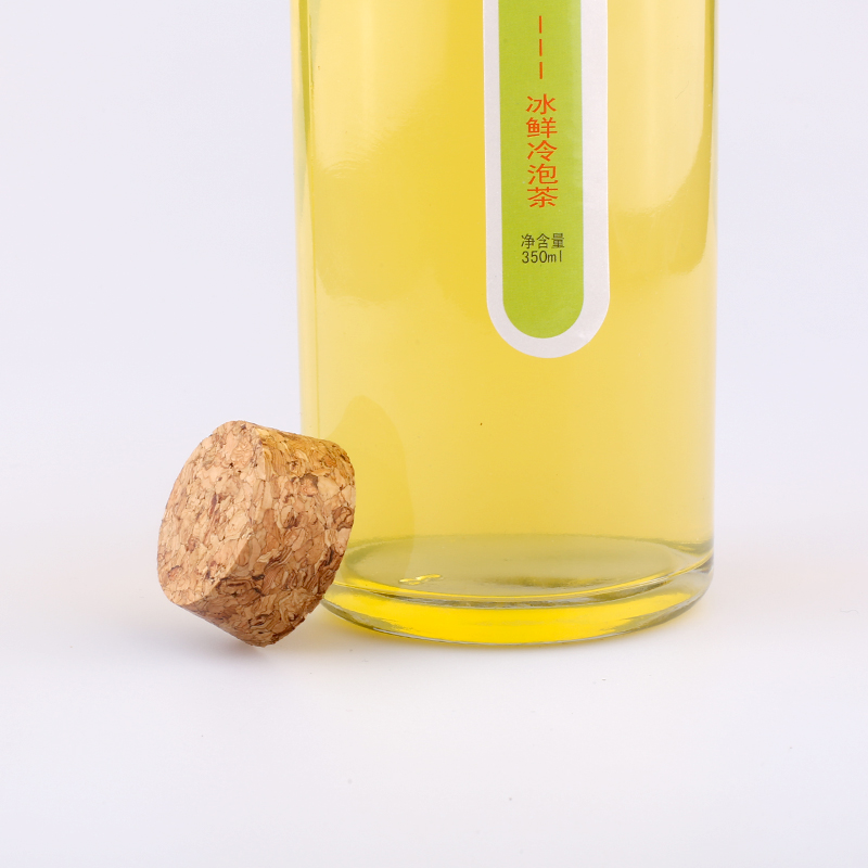 350ml 500ml Bubble Tea Glass Beverage Bottle With Cork Cap For Cold Pressed Juice Smoothies