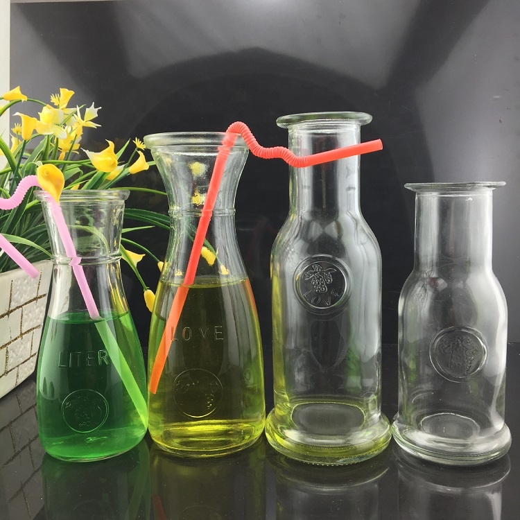 350ml 500ml Ring Neck Glass Sauce Bottle Beverage Bottle Juice Bottle With Metal Cap