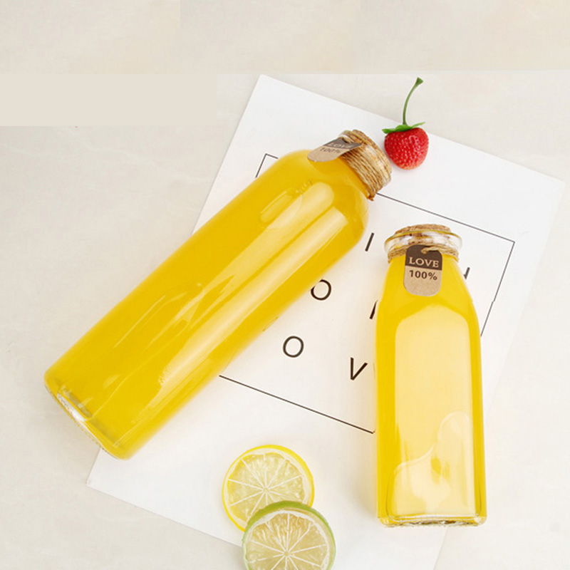 350ml/500ml Triangle juice bottle glass milk tea bottle with cork/aluminum lid