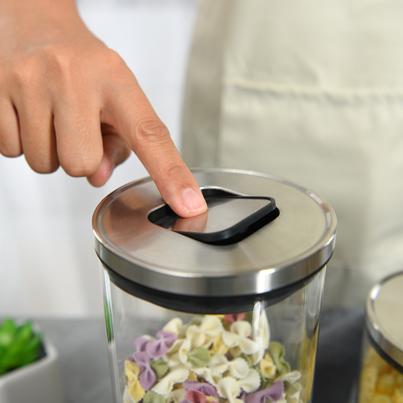 350ml 800ml 1300ml Eco-friendly Airtight high borosilicate containers glass food storage jar bottle with metal lid