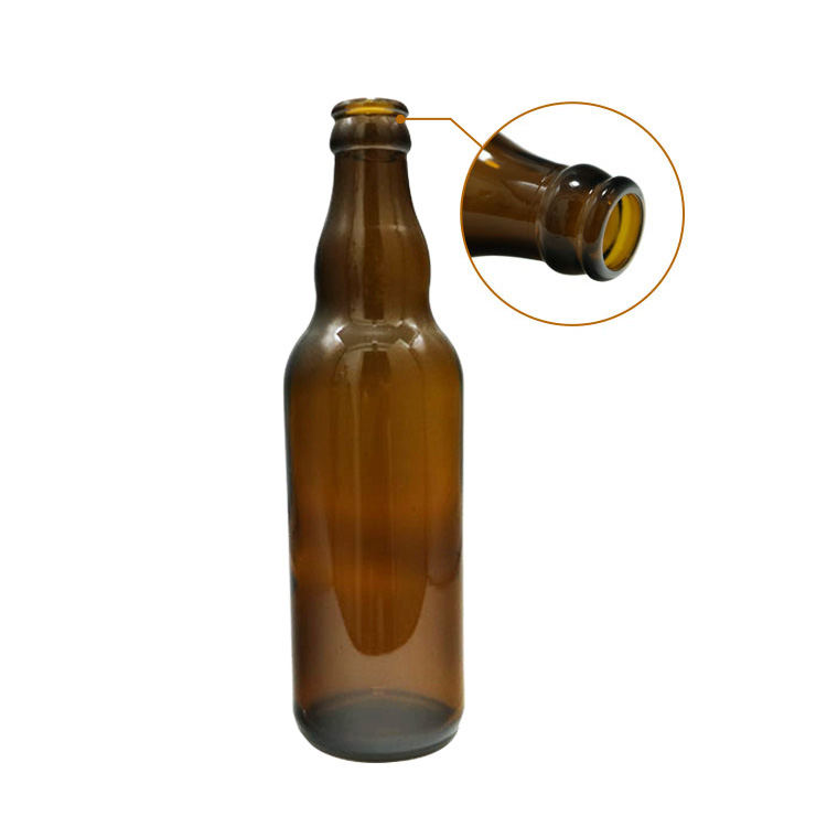 350ml Custom Empty Beer Mini Glass Liquor Bottles Crown Caps For Alcohol