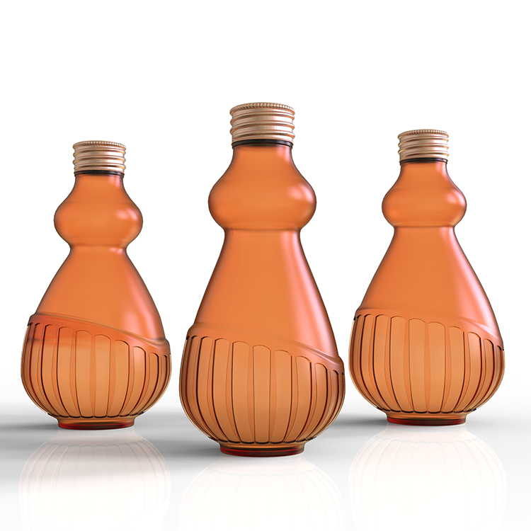350ml Empty mineral water carbonated beverage glass bottle with metal cover