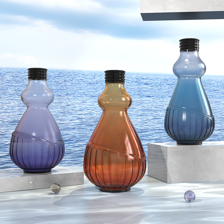 350ml Empty mineral water carbonated beverage glass bottle with metal cover