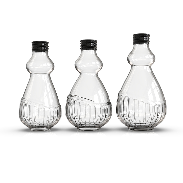350ml Empty mineral water carbonated beverage glass bottle with metal cover