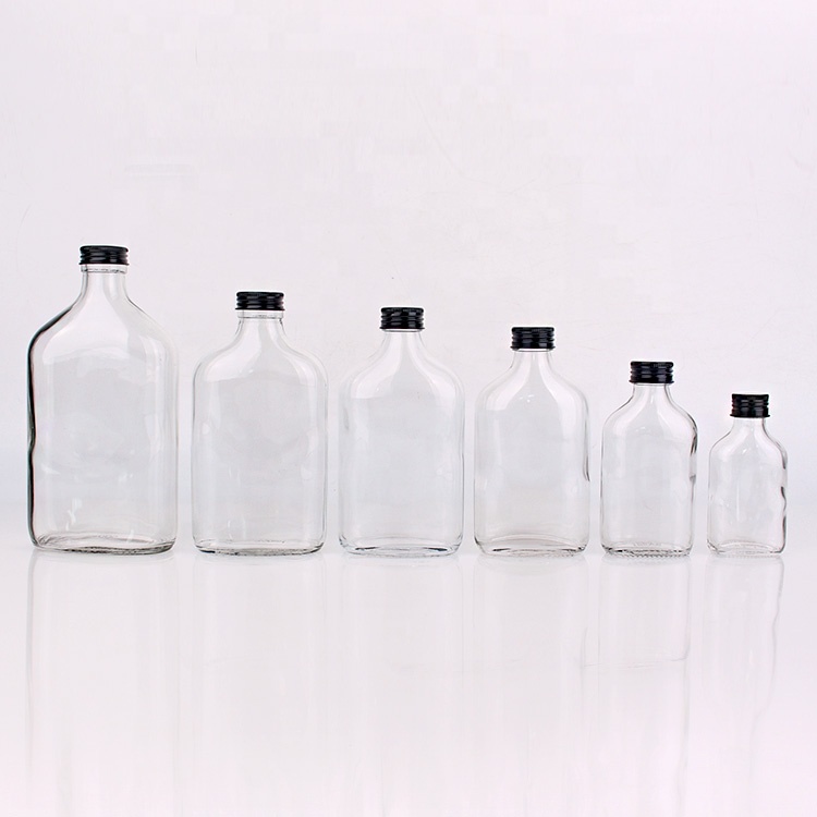 350ml Full mouth flat glass wine bottles wholesale with aluminum screw lid