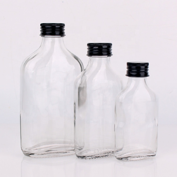 350ml Full mouth flat glass wine bottles wholesale with aluminum screw lid