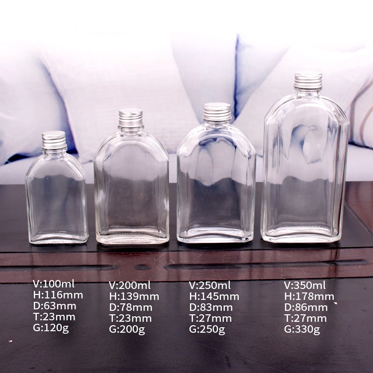 350ml arch-shaped glass beverage bottles with metal lids