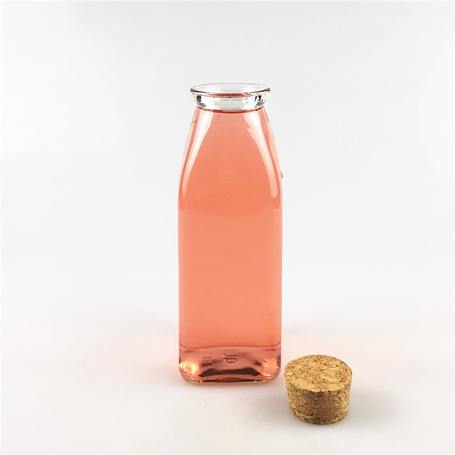 350ml clear glass bottle milk with lid