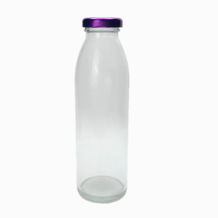 350ml clear round glass bottle for beverage juice with cap