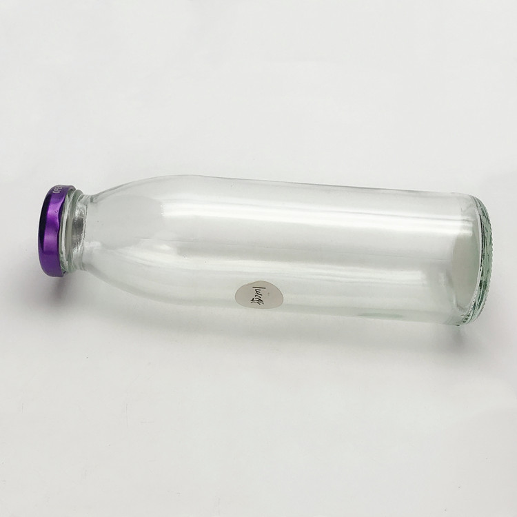 350ml clear round glass bottle for beverage juice with cap