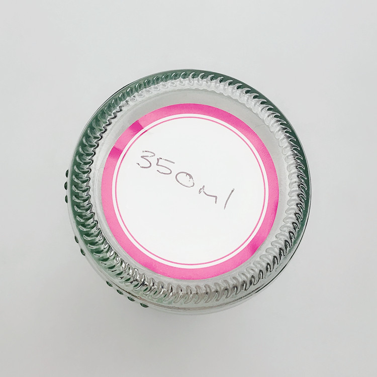 350ml clear round glass bottle for beverage juice with cap